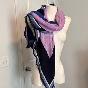 LOFT Multicolor Scarf with Blue and Pink Accents